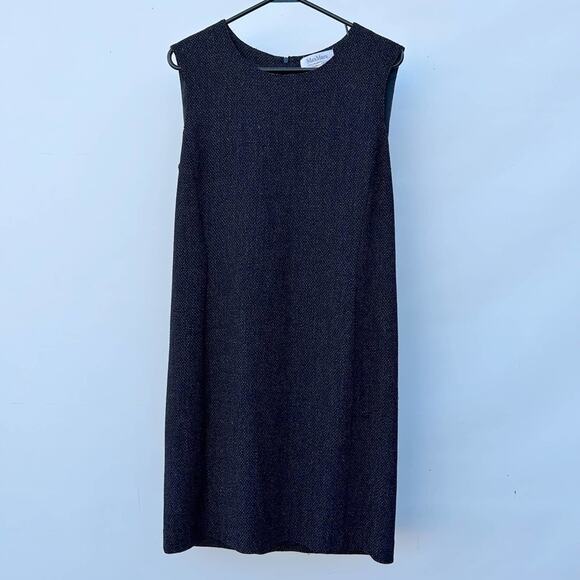 MaxMara Virgin Wool Tweed Sleeveless Shift Mini Dress Size 12 - Picture 2 of 11